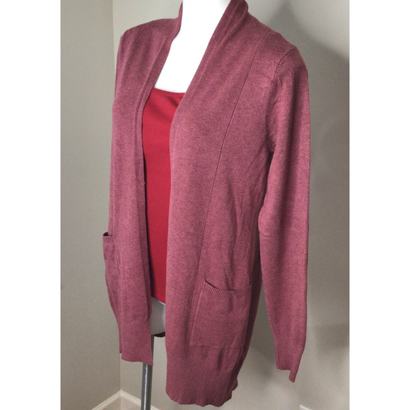 Dreamers By Debut Rust/Rose Open Front Shawl Collar Long Cardigan Med/Large - Picture 1 of 7